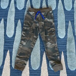 Crewcuts Camouflage Kids Cotton Joggers with Blue Tie.